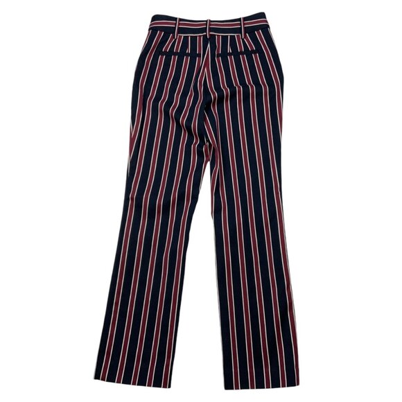 Frame Backstage Striped Trousers Pants 2 Navy Multi High Rise Straight Leg - Picture 11 of 12